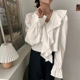 ベルスリーブブラウス レディース 長袖 Vネック フリル シンプル 春秋 韓国 | ミスウェディー | 詳細画像10 