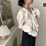 ベルスリーブブラウス レディース 長袖 Vネック フリル シンプル 春秋 韓国 | ミスウェディー | 詳細画像12 