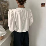 ベルスリーブブラウス レディース 長袖 Vネック フリル シンプル 春秋 韓国 | ミスウェディー | 詳細画像13 