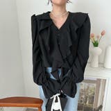 ベルスリーブブラウス レディース 長袖 Vネック フリル シンプル 春秋 韓国 | ミスウェディー | 詳細画像5 