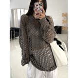 透かし編み ニット レディース 長袖 メッシュ シアートップス 春秋 韓国 | ミスウェディー | 詳細画像8 