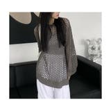 透かし編み ニット レディース 長袖 メッシュ シアートップス 春秋 韓国 | ミスウェディー | 詳細画像9 