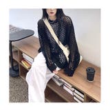 透かし編み ニット レディース 長袖 メッシュ シアートップス 春秋 韓国 | ミスウェディー | 詳細画像5 