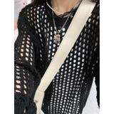 透かし編み ニット レディース 長袖 メッシュ シアートップス 春秋 韓国 | ミスウェディー | 詳細画像7 