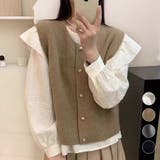クルーネック ニットベスト カーディガン レディース | ミスウェディー | 詳細画像1 