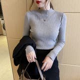 グレー | ニットセーター ハイネック トップス | ミスウェディー