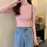 ピンク | ハイネック リブニット レディース 長袖 秋冬 プルオーバー | ミスウェディー