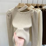 モカベージュ | セクシー リブニット オフショルダー 肩開き | ミスウェディー