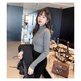 秋冬ニット ストライプ ハイネック | ミスウェディー | 詳細画像4 