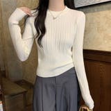 クルーネック ニット 長袖 セーター 薄手 プルオーバー | ミスウェディー | 詳細画像4