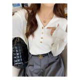 ホワイト | Vネック ニットトップス レディース | ミスウェディー