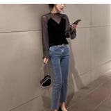 レーストップス レディース ハイネック 透け感 シアー インナー 春秋 韓国 | ミスウェディー | 詳細画像3 