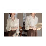 Vネックブラウス レディース 長袖 無地 ゆったり シンプル 春秋 韓国 | ミスウェディー | 詳細画像3 