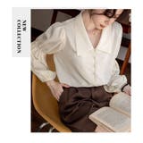 Vネックブラウス レディース 長袖 無地 ゆったり シンプル 春秋 韓国 | ミスウェディー | 詳細画像8 