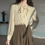 photocolor | リボン Tシャツ レディース 長袖 春夏 カジュアル きれいめ レースインナー | ミスウェディー