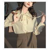 リボン Tシャツ レディース 長袖 春夏 カジュアル きれいめ レースインナー | ミスウェディー | 詳細画像1 