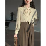 リボン Tシャツ レディース 長袖 春夏 カジュアル きれいめ レースインナー | ミスウェディー | 詳細画像6 