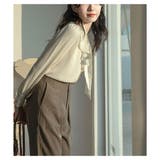 リボン Tシャツ レディース 長袖 春夏 カジュアル きれいめ レースインナー | ミスウェディー | 詳細画像8 