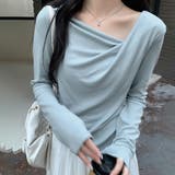 ブルー | カットソー ニットドレープネック トップス | ミスウェディー