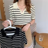 ポロシャツ半袖 Vネック tシャツ半袖ニット | ミスウェディー | 詳細画像1 