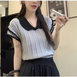 フリルスリーブ バイカラー Tシャツ | ミスウェディー | 詳細画像1 