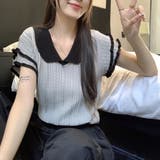 フリルスリーブ バイカラー Tシャツ | ミスウェディー | 詳細画像3 