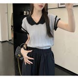 フリルスリーブ バイカラー Tシャツ | ミスウェディー | 詳細画像8 