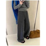 ボーダー柄 ワイドパンツ レディース | ミスウェディー | 詳細画像3