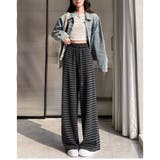 ボーダー柄 ワイドパンツ レディース | ミスウェディー | 詳細画像4