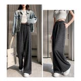 ボーダー柄 ワイドパンツ レディース | ミスウェディー | 詳細画像5