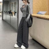 ボーダー柄 ワイドパンツ レディース | ミスウェディー | 詳細画像6