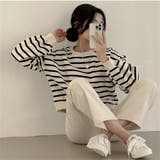 ボーダー柄 スウェット トレーナー | ミスウェディー | 詳細画像4 