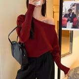 オフショルダー ニットプルオーバー トップス | ミスウェディー | 詳細画像1