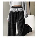 レース切替 ドット柄 ワイドパンツ | ミスウェディー | 詳細画像9