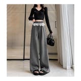 レース切替 ドット柄 ワイドパンツ | ミスウェディー | 詳細画像3