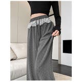 レース切替 ドット柄 ワイドパンツ | ミスウェディー | 詳細画像4