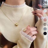 アプリコット | レース切り替え ハイネック リブニット | ミスウェディー