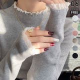 グレー | レース切り替え ハイネック リブニット | ミスウェディー