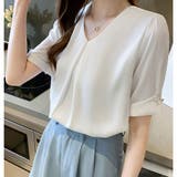 シャツブラウス 長袖 Vネック | ミスウェディー | 詳細画像2 