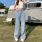 ライトブルー | ハイウエストデニムパンツ レディース ワイドパンツ | misweddy
