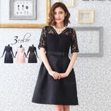 ブラック | 柔らかレースのドッキングドレス ドレス パーティドレス | みつば