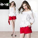 赤のショートパンツセットアップ ショートパンツ パーティドレス | みつば | 詳細画像1