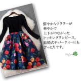 半袖NEW！鮮やかフラワースカートのドッキングドレスドレス パーティドレス ワン… | みつば | 詳細画像2 