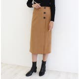 キャメル | スウェードボタンスカート タイトスカート スウェード | MODE ROBE