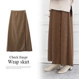 チェックフリンジラップスカート チェックスカート スカート | MODE ROBE | 詳細画像1