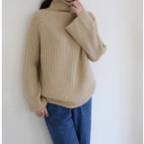ベージュ | フレアスリーブハイネックリブニット トップス ニット | MODE ROBE