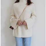 アイボリー | フレアスリーブハイネックリブニット トップス ニット | MODE ROBE
