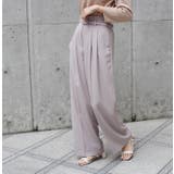 ハイウエストベルトワイドパンツ ブラック グレージュ | MODE ROBE | 詳細画像1