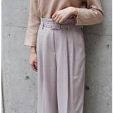 ハイウエストベルトワイドパンツ ブラック グレージュ | MODE ROBE | 詳細画像2