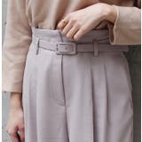 ハイウエストベルトワイドパンツ ブラック グレージュ | MODE ROBE | 詳細画像3
